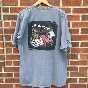 VTG Crazy Shirts Y2K Tee Adult XL Crater Dyed Gray Ski The Volcano Hawaii